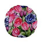Charming Foliage – Watercolor Flowers Botanical Standard 15  Premium Flano Round Cushions Back