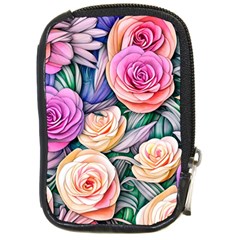 County Charm – Watercolor Flowers Botanical Compact Camera Leather Case by GardenOfOphir