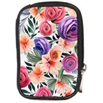 Country-chic Watercolor Flowers Compact Camera Leather Case