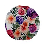 Country-chic Watercolor Flowers Standard 15  Premium Flano Round Cushions