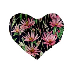 Choice And Creative Watercolor Flowers Standard 16  Premium Flano Heart Shape Cushions by GardenOfOphir
