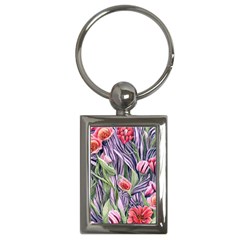 Charming Watercolor Flowers Key Chain (rectangle) by GardenOfOphir
