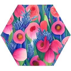 Celestial Watercolor Flowers Wooden Puzzle Hexagon by GardenOfOphir