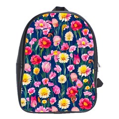 Botanical Flowers Pattern School Bag (large) by GardenOfOphir