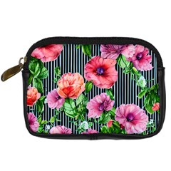Vintage Botanic Flowers In A Watercolor Digital Camera Leather Case by GardenOfOphir