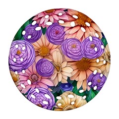 Exotic Tropical Botanical Flowers Pattern Round Filigree Ornament (two Sides) by GardenOfOphir