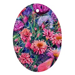Retro Floral Oval Ornament (two Sides) by GardenOfOphir
