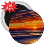 Nature s Sunset Over Beach 3  Magnets (100 pack)