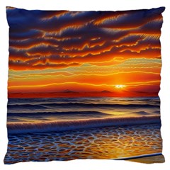 Nature s Sunset Over Beach Large Cushion Case (two Sides) by GardenOfOphir
