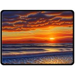 Nature s Sunset Over Beach Fleece Blanket (Large)