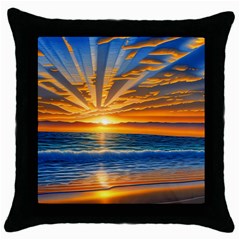 Sunset Scenic View Photography Throw Pillow Case (black) by GardenOfOphir