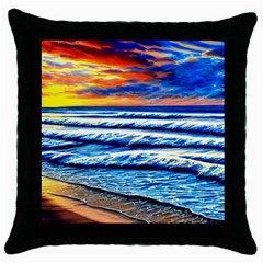 Sandy Beach Dreams Throw Pillow Case (black) by GardenOfOphir