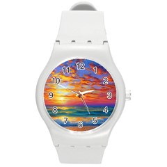 Summer Sunset Round Plastic Sport Watch (m) by GardenOfOphir