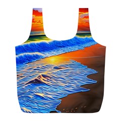 Summer Sunset At The Beach Full Print Recycle Bag (l) by GardenOfOphir