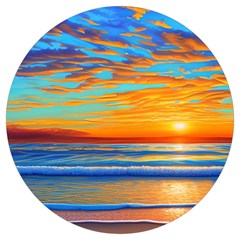 Golden Sunsets Over The Ocean Round Trivet by GardenOfOphir