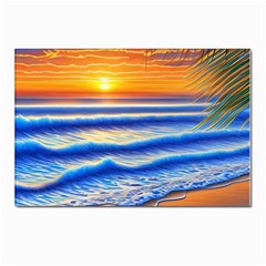 Summer Sunset Surf Postcard 4 x 6  (pkg Of 10) by GardenOfOphir