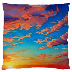 Waves Crashing On The Shore Large Cushion Case (one Side) by GardenOfOphir
