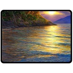 Sunset At The Surf Fleece Blanket (large) by GardenOfOphir