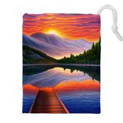 Flaming Sunset Drawstring Pouch (5xl) by GardenOfOphir
