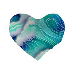 Stunning Pastel Blue Ocean Waves Standard 16  Premium Heart Shape Cushions by GardenOfOphir