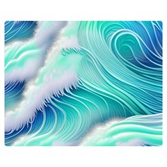 Stunning Pastel Blue Ocean Waves Premium Plush Fleece Blanket (medium) by GardenOfOphir