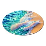 Waves At The Ocean s Edge Oval Magnet