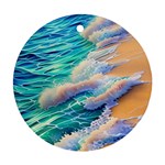 Waves At The Ocean s Edge Round Ornament (Two Sides)