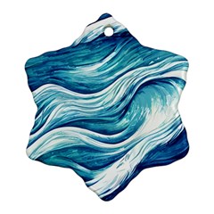 Abstract Blue Ocean Waves Ornament (snowflake) by GardenOfOphir