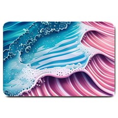 Pink Wave Crashing On The Shore Large Doormat by GardenOfOphir