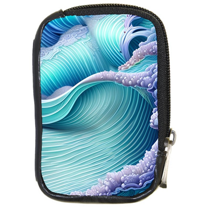 Pastel Sea Waves Compact Camera Leather Case