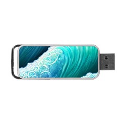 Abstract Waves In Blue And Green Portable Usb Flash (one Side) by GardenOfOphir