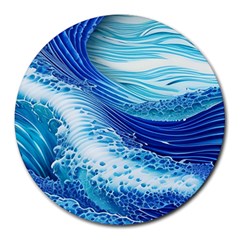 Water Waves Round Mousepad by GardenOfOphir