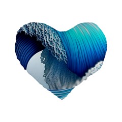 The Power Of The Ocean Standard 16  Premium Flano Heart Shape Cushions by GardenOfOphir