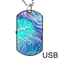 The Beauty Of Waves Dog Tag Usb Flash (one Side) by GardenOfOphir