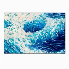 Abstract Blue Ocean Wave Ii Postcard 4 x 6  (pkg Of 10) by GardenOfOphir