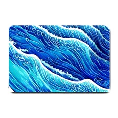 Blue Ocean Wave Watercolor Small Doormat by GardenOfOphir