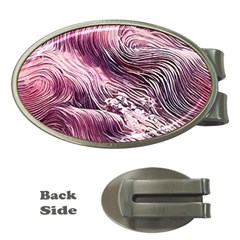 Abstract Pink Ocean Waves Money Clips (oval)  by GardenOfOphir