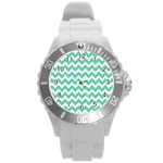 Chevron Pattern Giftt Round Plastic Sport Watch (L)