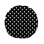 Black And White Polka Dots Standard 15  Premium Flano Round Cushions Back