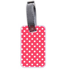 Hot Pink Polka Dots Luggage Tag (two Sides) by GardenOfOphir