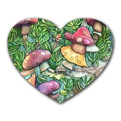 Sacred Mushroom Charm Heart Mousepad by GardenOfOphir