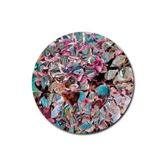 Aqua Blend Rubber Round Coaster (4 Pack) by kaleidomarblingart