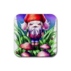 Liberty Cap Mushroom Art Rubber Coaster (square) by GardenOfOphir