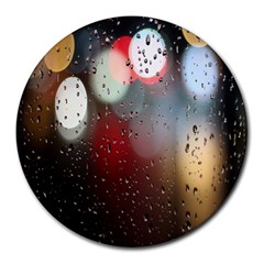 Rain On Window Round Mousepad by artworkshop