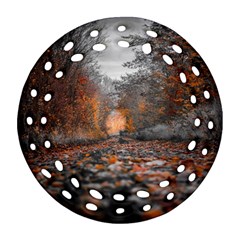 Breathe In Nature Background Round Filigree Ornament (two Sides) by artworkshop