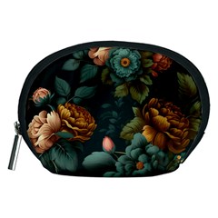 Floral Flower Blossom Turquoise Accessory Pouch (medium)