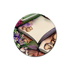 Enchantress Mushroom Charm Gill Wizard Rubber Round Coaster (4 Pack) by GardenOfOphir