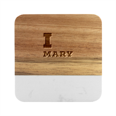 I Love Mary Marble Wood Coaster (square)