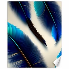 Feathers Pattern Design Blue Jay Texture Colors Canvas 11  X 14 