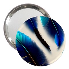 Feathers Pattern Design Blue Jay Texture Colors 3  Handbag Mirrors by Ravend